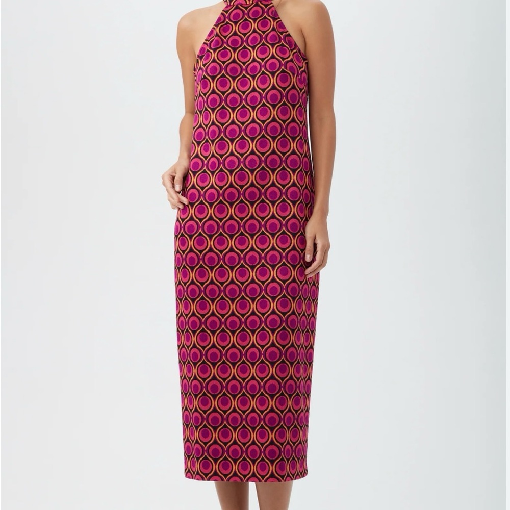 Trina Turk Pink Sheath Halter Midi Dress size 8